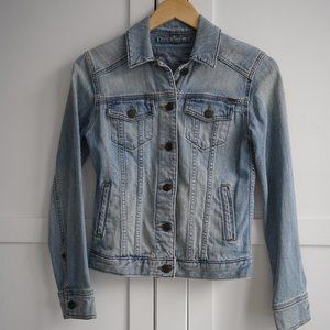 Eddie Bauer Denim Jacket, Distressed Light Blue, XS